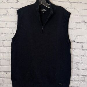 Men’s Black Half-Zip Sweater Vest  Large